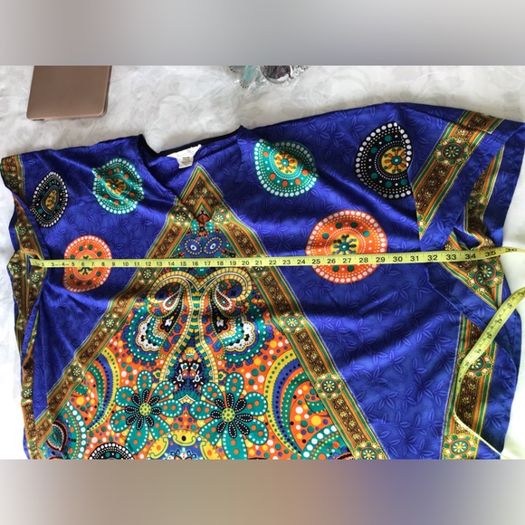 Mumu Kimono Kaftan House Maxi Dress Swimsuit Cover-Up Lightweight Bohemian OSFM - Picture 9 of 16